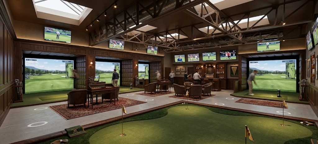 Concept rendering: main floor with simulators and lounge